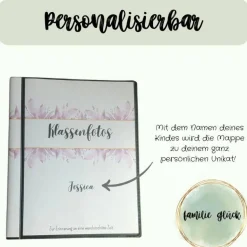 personalisierbares Fotoalbum zur Aufbewahrung von Klassenfotos im Kunststoff Hardcover, mit 20 dokumentenechten Folien