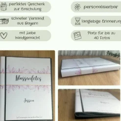 personalisierbares Fotoalbum zur Aufbewahrung von Klassenfotos im Kunststoff Hardcover, mit 20 dokumentenechten Folien