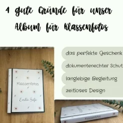 personalisierbares Fotoalbum zur Aufbewahrung von Klassenfotos im Kunststoff Hardcover, mit 20 dokumentenechten Folien