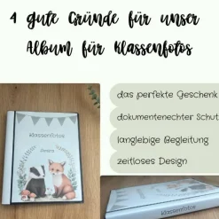 personalisierbares Fotoalbum zur Aufbewahrung von Klassenfotos im Kunststoff Hardcover, mit 20 dokumentenechten Folien