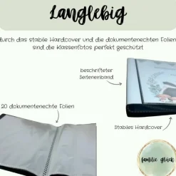 personalisierbares Fotoalbum zur Aufbewahrung von Klassenfotos im Kunststoff Hardcover, mit 20 dokumentenechten Folien
