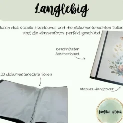 personalisierbares Fotoalbum zur Aufbewahrung von Klassenfotos im Kunststoff Hardcover, mit 20 dokumentenechten Folien