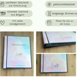 personalisierbares Fotoalbum zur Aufbewahrung von Klassenfotos im Kunststoff Hardcover, mit 20 dokumentenechten Folien