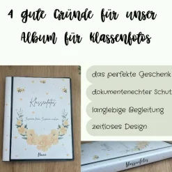 personalisierbares Fotoalbum zur Aufbewahrung von Klassenfotos im Kunststoff Hardcover, mit 20 dokumentenechten Folien