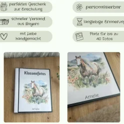 personalisierbares Fotoalbum zur Aufbewahrung von Klassenfotos im Kunststoff Hardcover, mit 20 dokumentenechten Folien