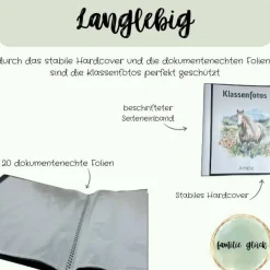 personalisierbares Fotoalbum zur Aufbewahrung von Klassenfotos im Kunststoff Hardcover, mit 20 dokumentenechten Folien