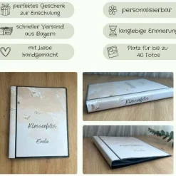 personalisierbares Fotoalbum zur Aufbewahrung von Klassenfotos im Kunststoff Hardcover, mit 20 dokumentenechten Folien