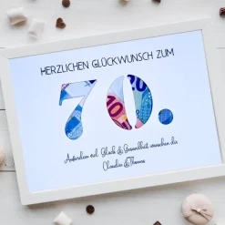 Personalisierbares Geldgeschenk zum Geburtstag – Kreatives Geschenk mit individueller Zahl im Bilderrahmen