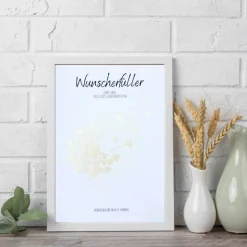 Personalisierbares Geldgeschenk – Wunscherfüller im Bilderrahmen, Pusteblume