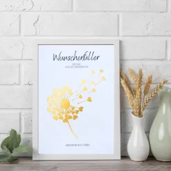 Personalisierbares Geldgeschenk – Wunscherfüller im Bilderrahmen, Pusteblume