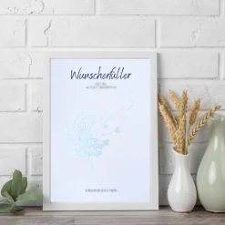 Personalisierbares Geldgeschenk – Wunscherfüller im Bilderrahmen, Pusteblume