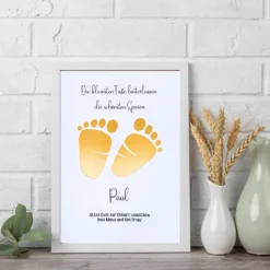 Personalisierbares Geldgeschenk – Babyfüße im Bilderrahmen