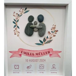 Personalisierbares Geschenk Geburtsdaten Baby Neugeborenes Mädchen Junge Gerahmtes Wandbild Handgemacht Andenken Kinderz