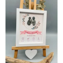 Personalisierbares Geschenk Geburtsdaten Baby Neugeborenes Mädchen Junge Gerahmtes Wandbild Handgemacht Andenken Kinderz
