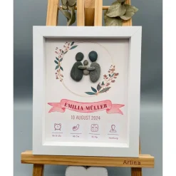 Personalisierbares Geschenk Geburtsdaten Baby Neugeborenes Mädchen Junge Gerahmtes Wandbild Handgemacht Andenken Kinderz