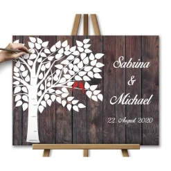 Personalisierbares Hochzeitsgästebuch – Hochzeitsbaum Leinwand als Erinnerung