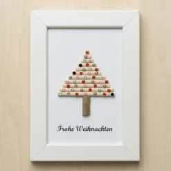 Personalisierbares Pebbleartbild Weihnachtsbaum – Handgefertigte Geschenkidee zu Weihnachten, Unikat Deko STB-329