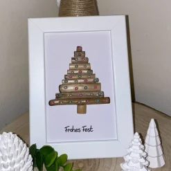 Personalisierbares Pebbleartbild Weihnachtsbaum – Handgefertigte Geschenkidee zu Weihnachten, Unikat Deko STB-329