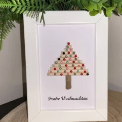 Personalisierbares Pebbleartbild Weihnachtsbaum – Handgefertigte Geschenkidee zu Weihnachten, Unikat Deko STB-329