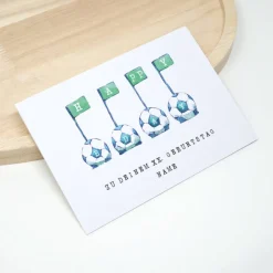 Personalisierte A6 Geburtstagskarte mit Namen und Alter | Glückwunschkarte Fußball | Karte für Männer Jungen