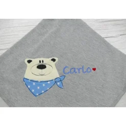 Personalisierte Babydecke Eisbär Teddy mit Wunschnamen - Kuscheldecke mit Namen Schmusedecke Kinderdecke