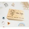 Personalisierte Baby-Erinnerungskiste mit niedlichem Hasenmotiv,  eine perfekte Holzbox als Geschenk, Geburtebur
