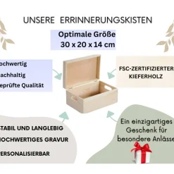Personalisierte Baby-Erinnerungskiste mit niedlichem Hasenmotiv,  eine perfekte Holzbox als Geschenk, Geburtebur