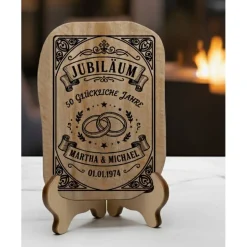 Personalisierte Baumscheibe als Hochzeitsgeschenk – Ringkissen mit Wunschgravur & individueller Gestaltung