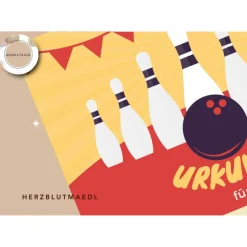 Personalisierte Bowling Urkunde DIN A4 - Perfekt für Bowling-Partys und Geburtstags-Mitgebsel als digitale Datei zu