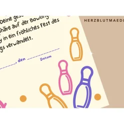 Personalisierte Bowling Urkunde DIN A4 - Perfekt für Bowling-Partys und Geburtstags-Mitgebsel als digitale Datei zum aus