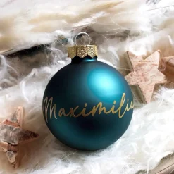 Personalisierte Christbaumkugel / Weihnachtskugel mit Name oder Wunschtext - aus Glas - Ø 6 cm - Geschenkidee
