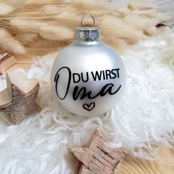 Personalisierte Christbaumkugel / Weihnachtskugel mit Name oder Wunschtext - aus Glas - Ø 6 cm - Geschenkidee