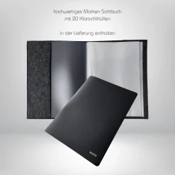 Personalisierte Dokumentenmappe Herz Name Filz – Sichtbuch von Leitz – Farbwahl & Stickerei