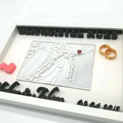 Personalisierte 3D-Stadtkarte im Bilderrahmen – individuelles Geschenk zur Hochzeit oder zum Jahrestag