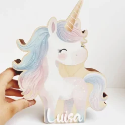 Personalisierte Einhorn-Spardose aus Holz – liebevoll handgefertigt, zauberhafte Kinderzimmer-Deko & Geschenkidee