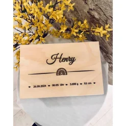 Personalisierte Erinnerungskiste für Babys - Regenbogen - Personalisiert mit Name & Datum - Holzkiste- Box-