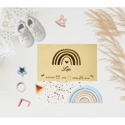 Personalisierte Erinnerungskiste für Babys - Regenbogen  - Personalisiert mit Name & Datum - Holzbox