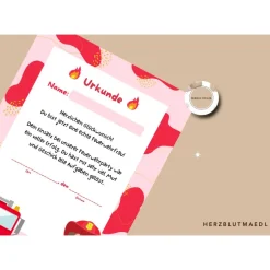 Personalisierte Feuerwehr Urkunde für Mädchen Feuerwehrparty in A4 - Ideales Geburtstags-Mitgebsel als Download