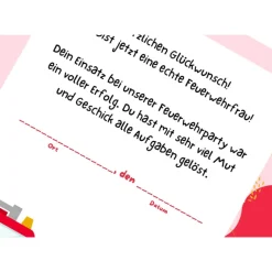 Personalisierte Feuerwehr Urkunde für Mädchen Feuerwehrparty in A4 - Ideales Geburtstags-Mitgebsel als Download