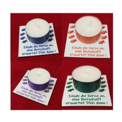 Personalisierte Gastgeschenke Teelicht mit Botschaft zur Kommunion, Konfirmation oder Jugendweihe – Danksagung & Tischdeko