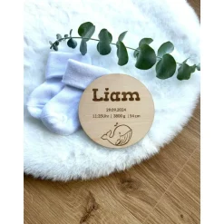 Personalisierte Geburtsanzeige Baby – Einzigartige Geschenkidee zur Geburt mit Namen & Geburtsdaten Namensschild Babyzim