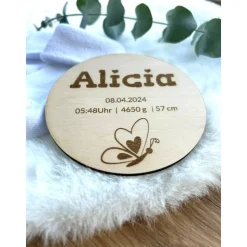 Personalisierte Geburtsanzeige Baby – Einzigartige Geschenkidee zur Geburt mit Namen & Geburtsdaten Namensschild Babyzim