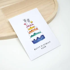 Personalisierte Geburtstagskarte mit Name und Alter | Regenbogen Torte Aquarell | A6 Klappkarte mit Briefumschlag