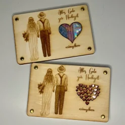 Personalisierte gelaserte Geldgeschenkkarte aus Sperrholz – Kreatives Hochzeitsgeschenk