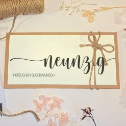 Personalisierte Geldgeschenk Geburtstagskarte zum 90. Geburtstag – Handgemachte Karte mit Umschlag & Geldfach