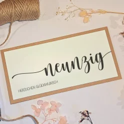 Personalisierte Geldgeschenk Geburtstagskarte zum 90. Geburtstag – Handgemachte Karte mit Umschlag & Geldfach