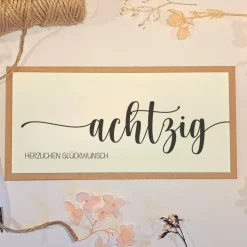 Personalisierte Geldgeschenk-Karte zum 80. Geburtstag – Handgemachte Glückwunschkarte mit Umschlag