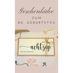 Personalisierte Geldgeschenk-Karte zum 80. Geburtstag – Handgemachte Glückwunschkarte mit Umschlag
