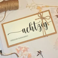 Personalisierte Geldgeschenk-Karte zum 80. Geburtstag – Handgemachte Glückwunschkarte mit Umschlag