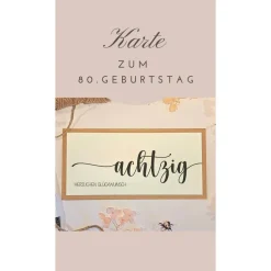 Personalisierte Geldgeschenk-Karte zum 80. Geburtstag – Handgemachte Glückwunschkarte mit Umschlag